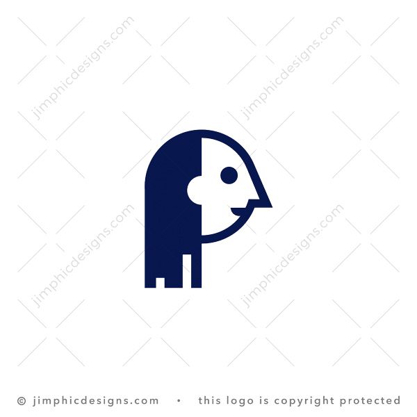 Letter P Woman Logo logo for sale: Simplistic female character is designed in the shape of an uppercase letter P.