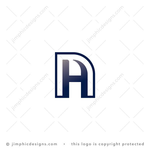 Letters A And H Logo logo for sale: Sleek uppercase letter A shapes an uppercase letter H inside.