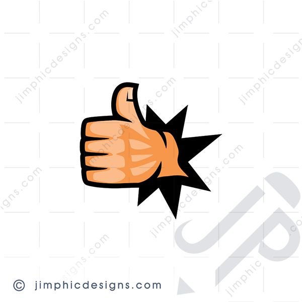 A human hand clenching into a fist with the thumb in the air the shape the universal 'approved' symbol, and moving out of a star.