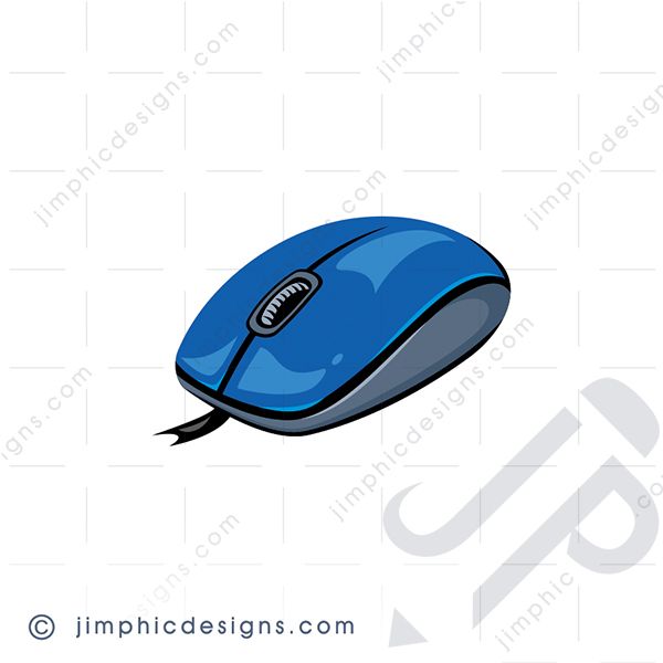 An very iconic computer mouse in a blue and gray color.