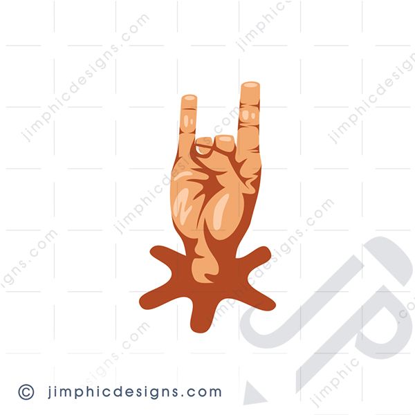 A human hand clenching three fingers while pointing two up in the air to symbolize the 'rock on' hand gesture.