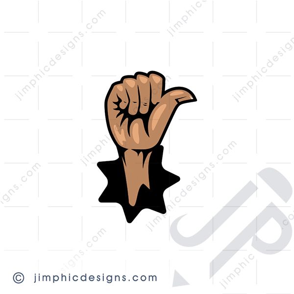 A human hand clenching in a fist to signify the 'power' gesture and coming out of a star in the wall.