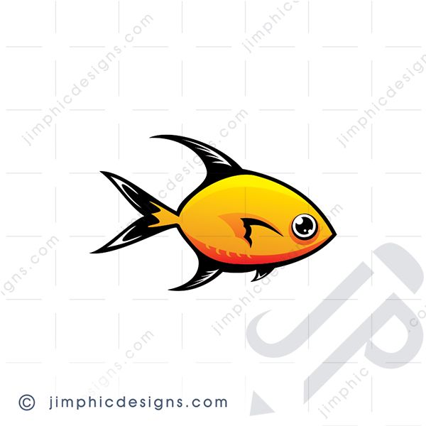 Oval shaped fish with black fins and a orange to gold color body.