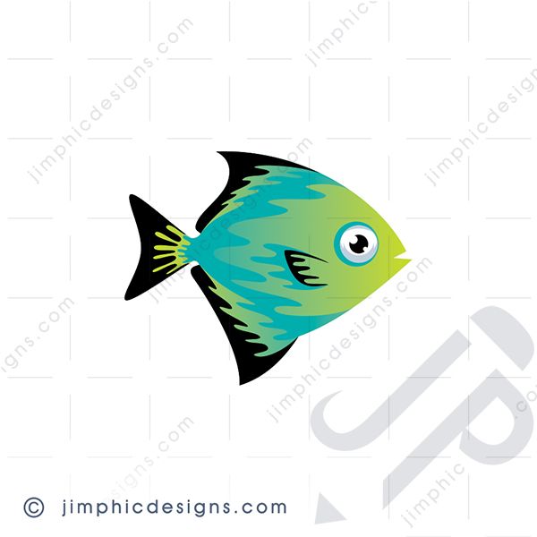 General fish with a wide body in height in a blue and greenish color.