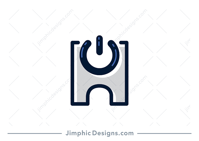 Very simplistic uppercase letter H design is shaped with a big and iconic power on symbol.