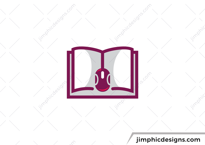 Simple design featuring a computer mouse attached to a book.