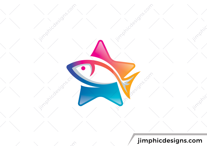 Iconic star design shaped around a colorful fish.