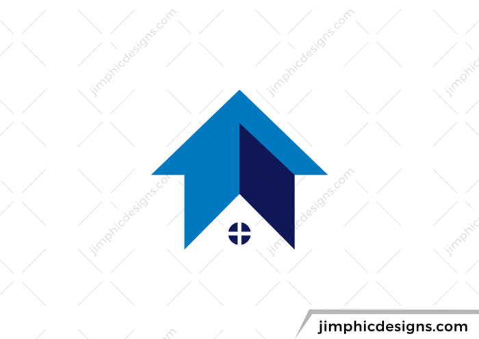 Arrow pointing upward in the shape of a iconic house.