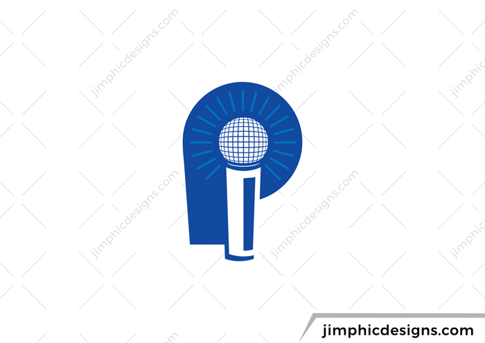 Letter P is shaped around a microphone.