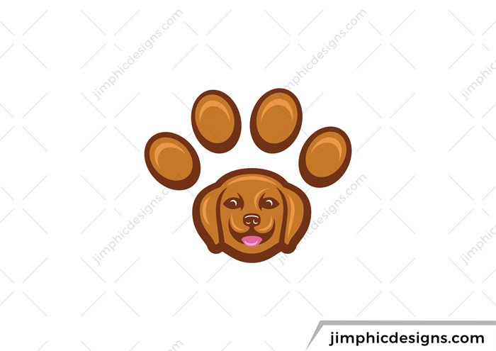 Dog inside a dog paw design.