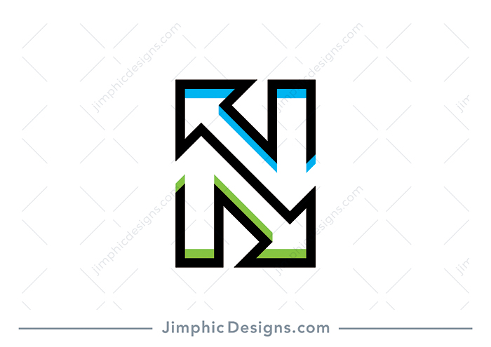 Modern and simplistic arrows pointing in the opposite directions create the iconic letter N design.