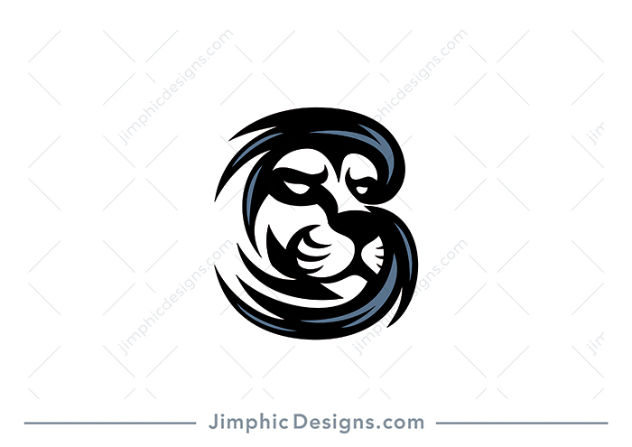 Modern lion head is shaped inside an uppercase letter B design.