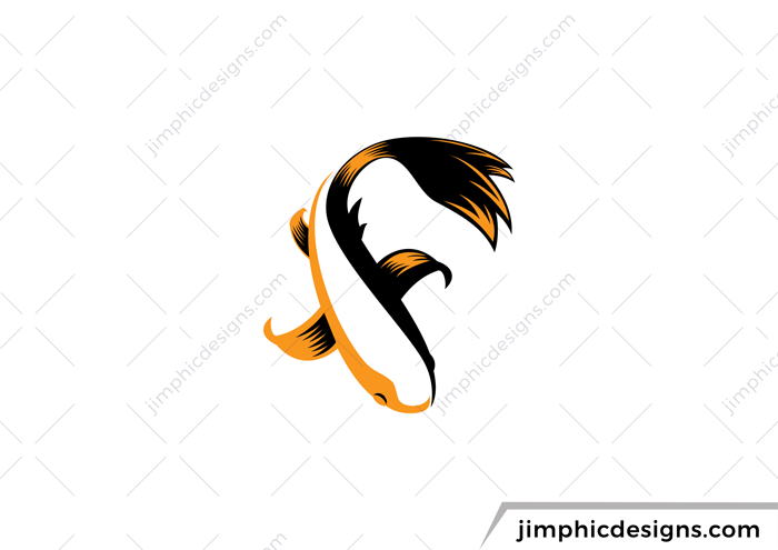 Koi fish design are shaped with an uppercase letter F.