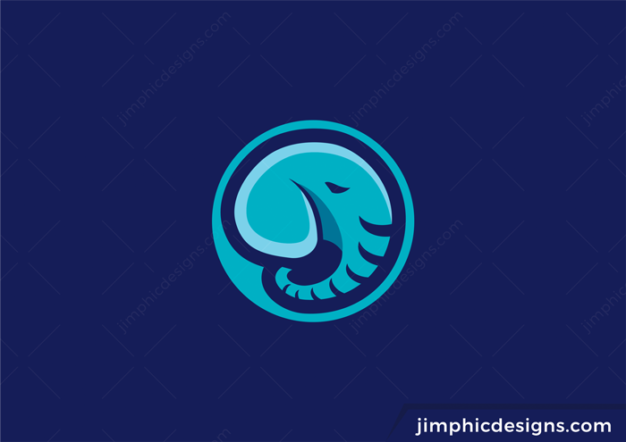 Simple and bold elephant design inside a circle.