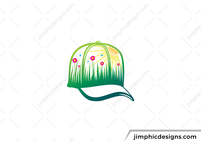 Trucker hat type design featuring a greenhouse inside.