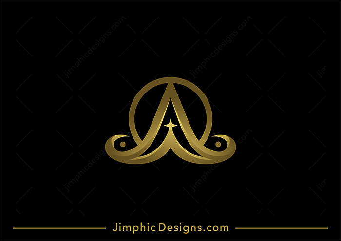 Modern and elegantly designed uppercase letter A finished off with a golden glance.