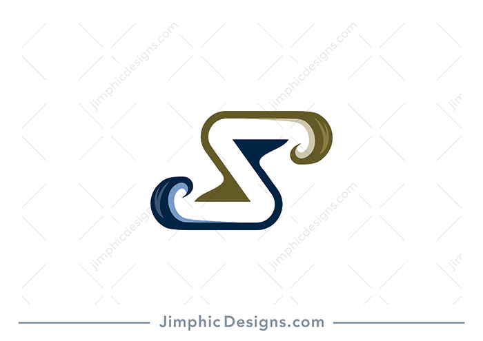 Elegant letter S design is shaped with two sleek graphics moving in opposite direction.