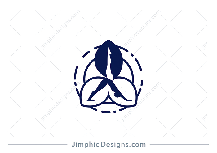 Sleek person in a yoga position shaped into a trinity symbol to symbolize three states of yoga.