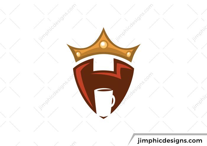 Letter H is shaped around a cup of coffee with a crown to represents the best.