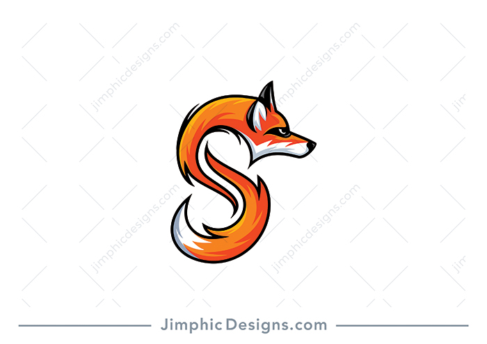 Smooth italic type letter S design shaped with a fox head and tail.