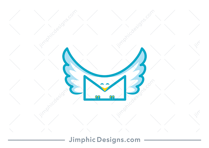 Simplistic line bird design shaped around a mail envelope with a smile in its eyes. 