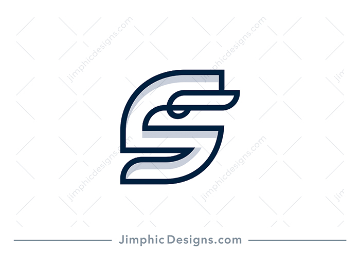 Modern and very simplistic eagle head is shaped into the top portion of a S letter design.