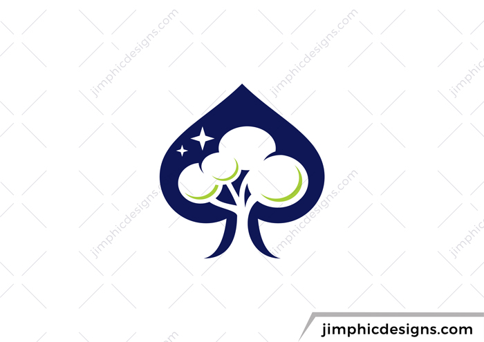 Ace spade design with a tree shaped in negative space inside.