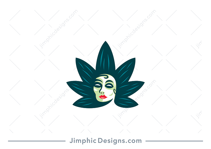 Modern cannabis leaf design shaping a woman's hairstyle.