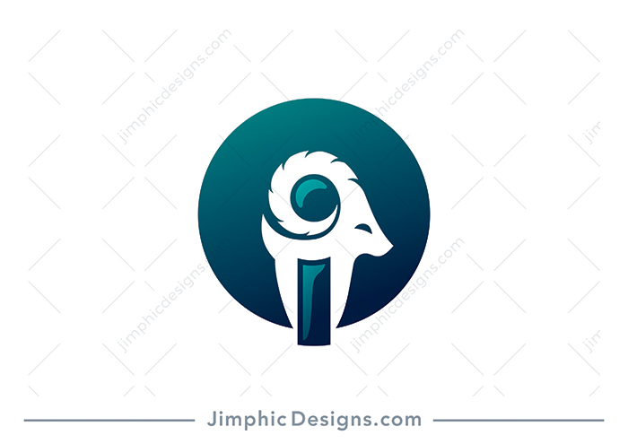 Modern and very simplistic ram animal shaping the lowercase letter I design.