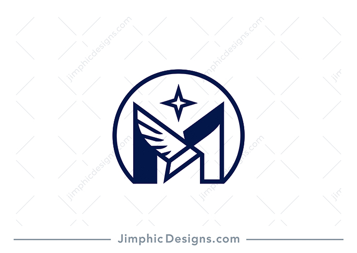 Modern and simplistic bird design is shaped into an uppercase letter M.