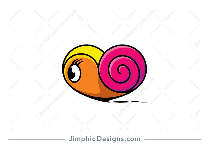 Cute snail in a moving motion shaped inside a heart design.