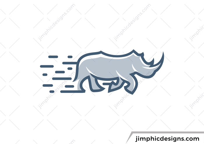 Rhino in running motion.