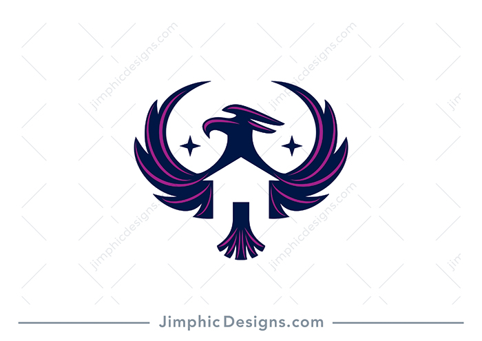 Modern and sleek phoenix bird with a white negative space house shaped inside.