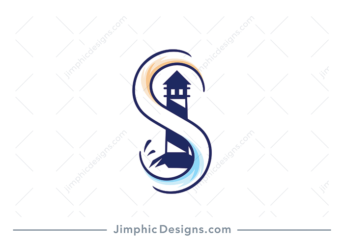 Modern and sleek letter S shaped around a bold lighthouse design.