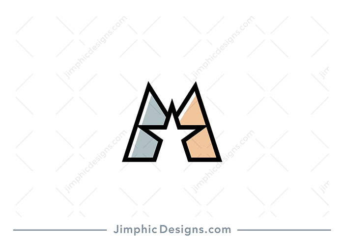 Modern letter M design shaped with a big star in the center.