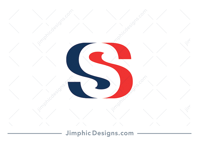 Modern and very simplistic letter S is shaped in white negative space with abstract shapes surrounding.