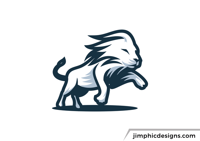 Lion jumping forward