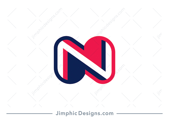 Modern uppercase letter N design in a slight 3D effect.