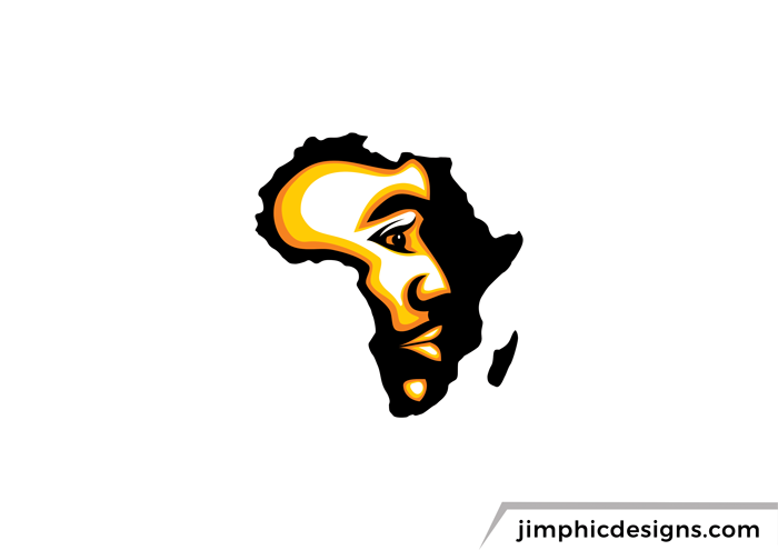 African continent with a symbolic face inside.