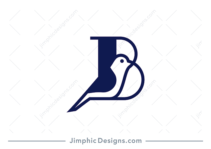 Modern and simplistic bird is shaped inside an uppercase letter B design.