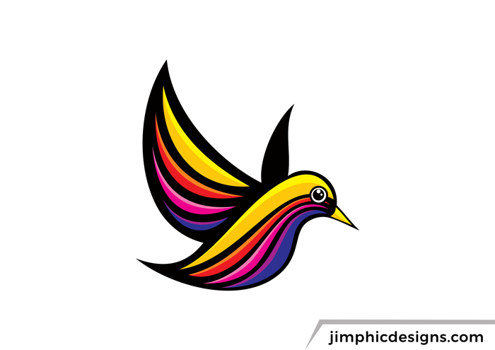 Abstract bird graphic with bright colors