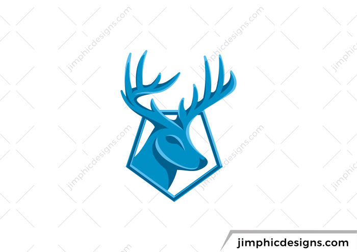 Modern deer design inside an iconic rounded shape.