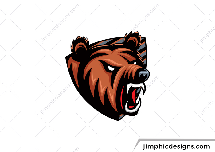 Angry bear mascot inside a crest design