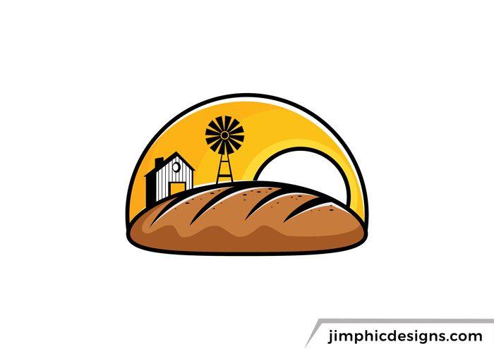 Farm landscape with a sunset on top of a bread