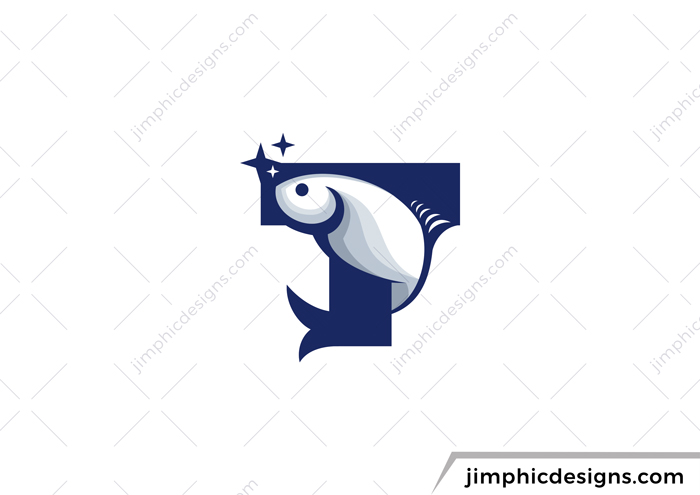 Fish jumping over the letter T.