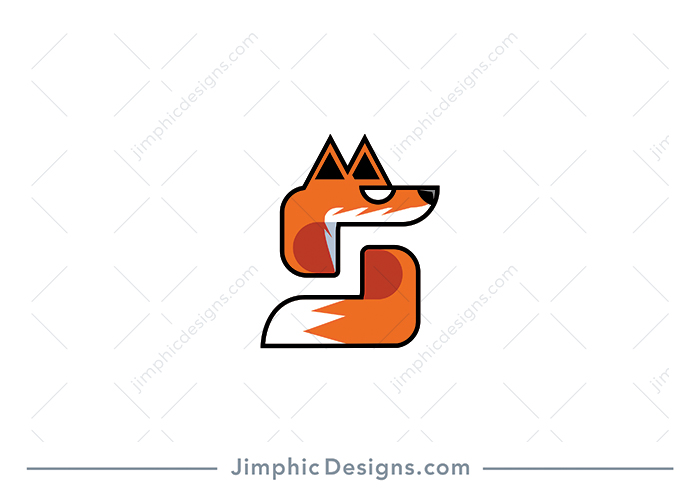 Modern and sharp fox animal shaped as a solid letter S design.