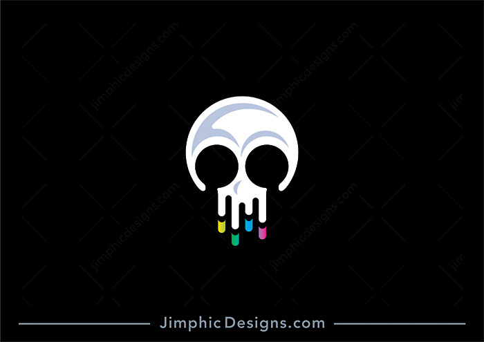 Smooth and modern skull design with the bottom part dripping like ink.