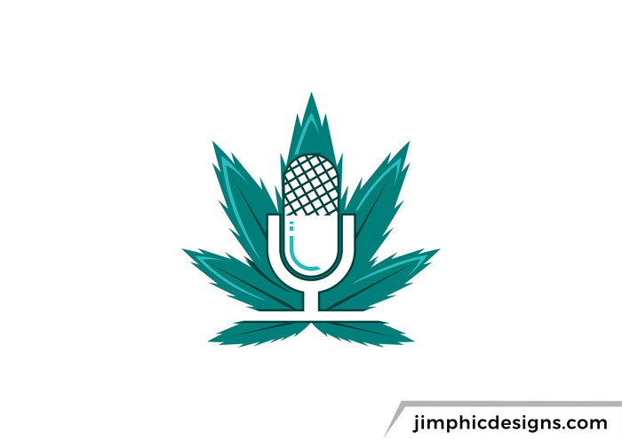 Cannabis leaf with a podcast microphone inside