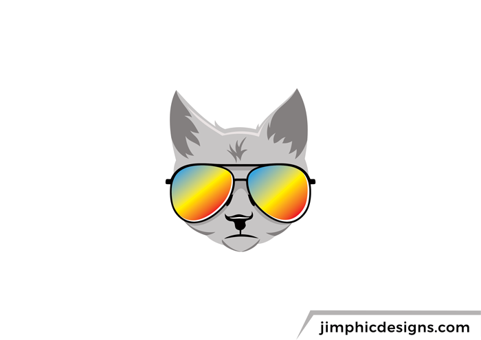 Smooth cat with sunglasses.