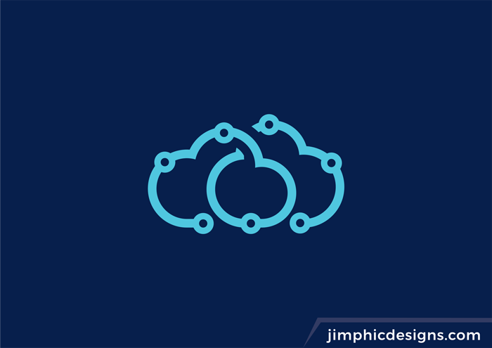 Technology lines shaping two clouds that is interconnecting